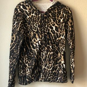 Lucky Brand Leopard Zip Up Hoodie